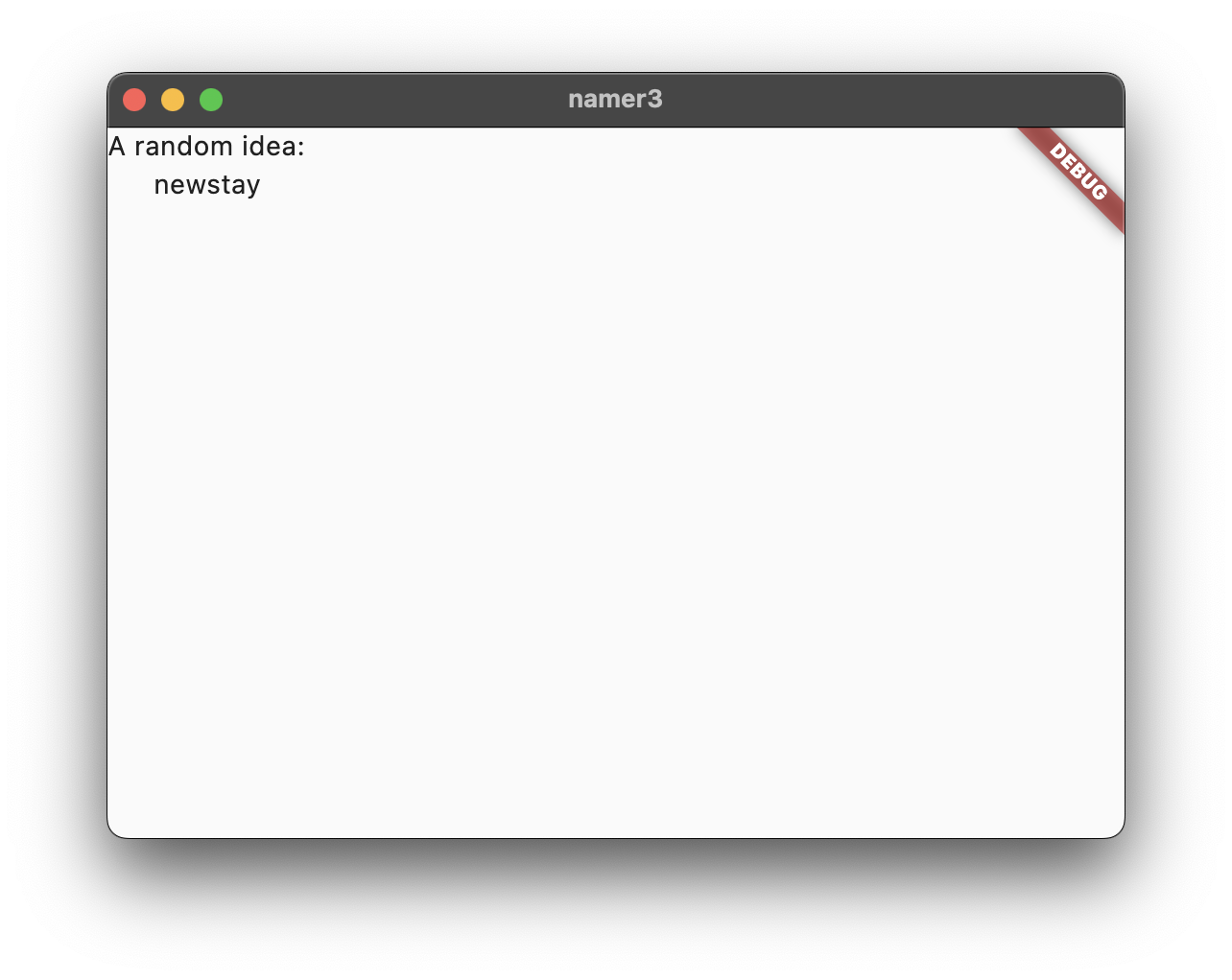 White Flutter app with basic layout and placeholder text